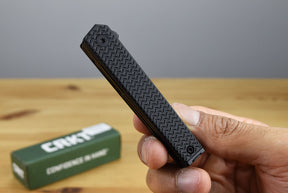 CRKT 7081D2K CEO Microflipper Folding Knife (Black Textured Aluminum Handle)