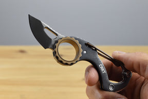 CRKT 9082 Compano Carabiner Folding Knife (Black Stonewashed Stainless Steel Handle)