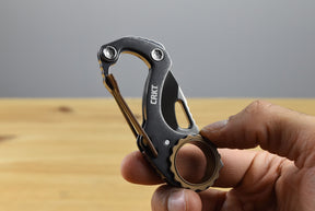 CRKT 9082 Compano Carabiner Folding Knife (Black Stonewashed Stainless Steel Handle)