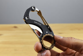 CRKT 9082 Compano Carabiner Folding Knife (Black Stonewashed Stainless Steel Handle)