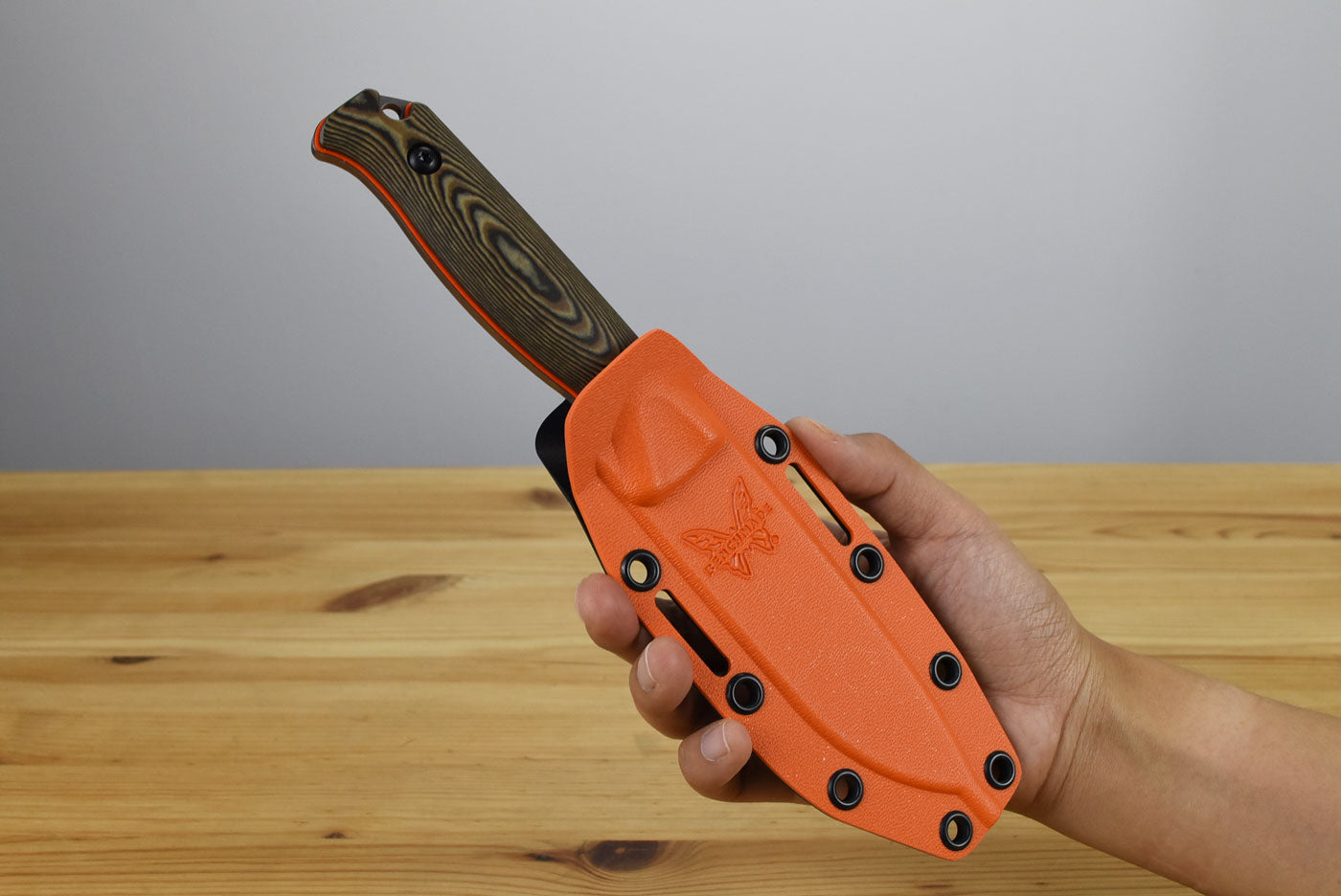 Benchmade 15002-1 Saddle Mountain Fixed Blade (Richlite Orange G10 Base Layer Handle)