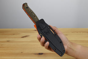 Benchmade 15002-1 Saddle Mountain Fixed Blade (Richlite Orange G10 Base Layer Handle)