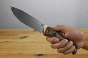 Benchmade 15002-1 Saddle Mountain Fixed Blade (Richlite Orange G10 Base Layer Handle)