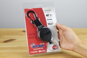 KEY-BAK SECURIT Heavy Duty Retractable Carabiner Keychain (15 Keys - 48" / 8 oz.- Cord)