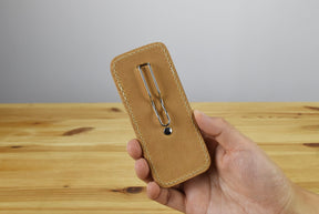 LionSteel Accessory Vertical Leather Sheath w/ Clip (Sand)