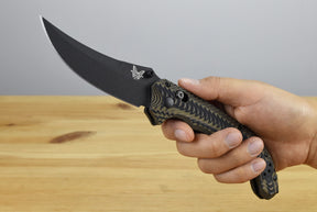 Benchmade 865BK-01 Mini Bedlam Folding Knife (Layered Coyote/Black/OD Green G10 Handle)