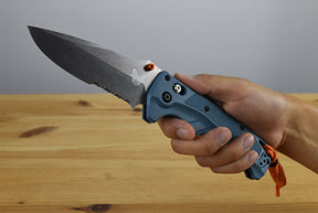 Benchmade 18060S Water Adira Folding Knife (Depth Blue Grivory Handle) (Serrated)