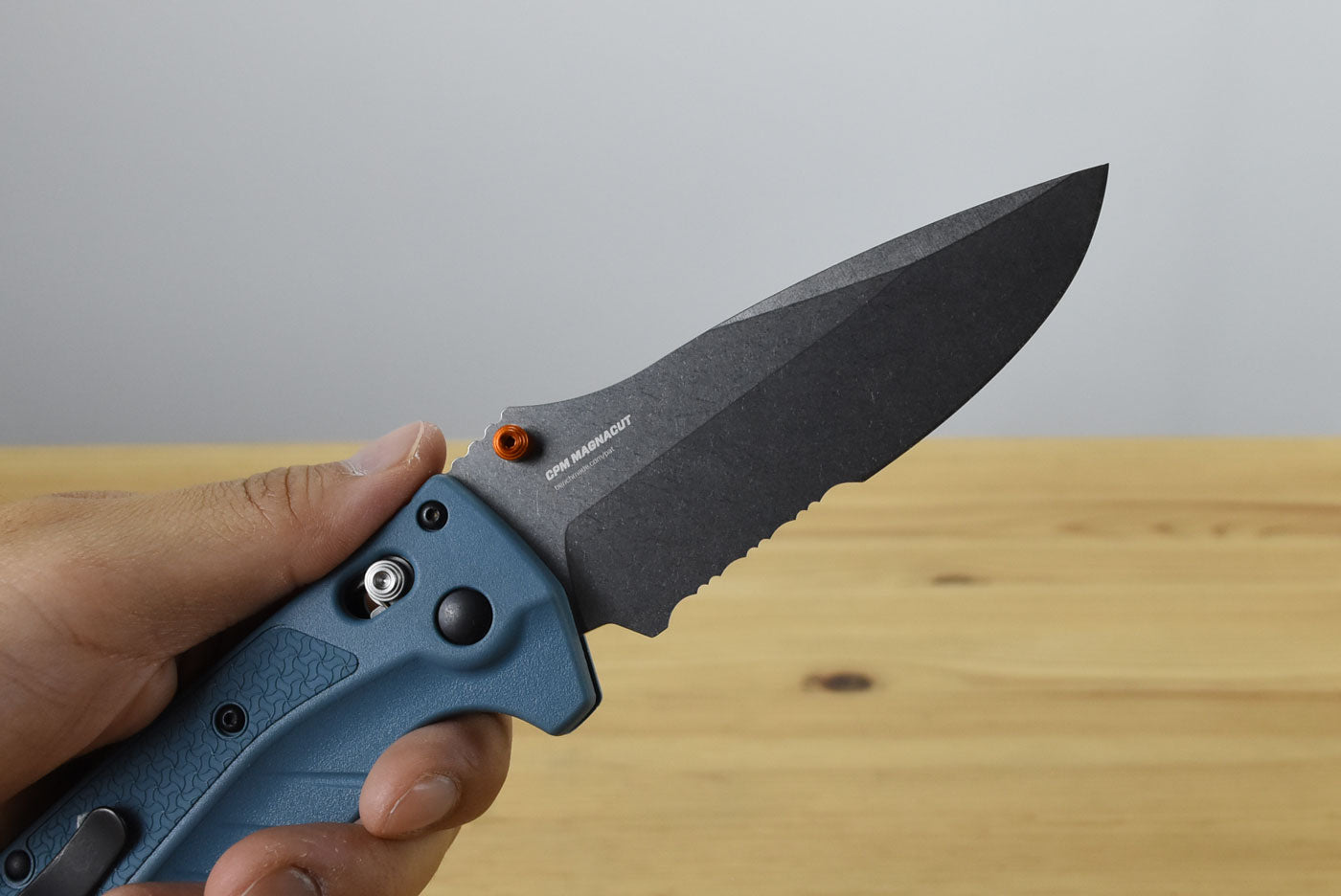 Benchmade 18060S Water Adira Folding Knife (Depth Blue Grivory Handle) (Serrated)