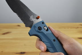 Benchmade 18060S Water Adira Folding Knife (Depth Blue Grivory Handle) (Serrated)