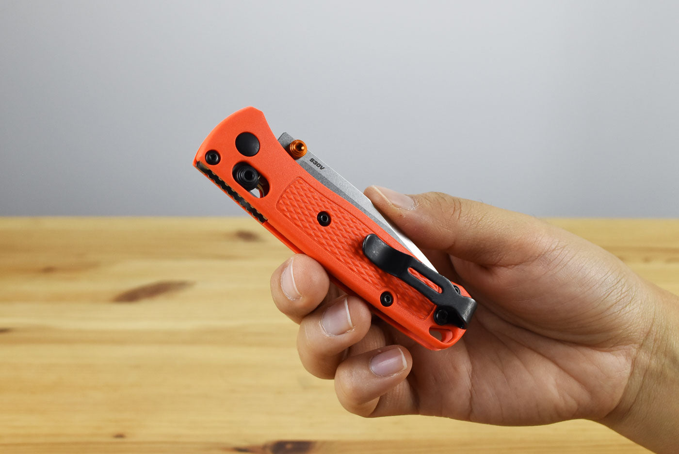 Benchmade 533 Mini Bugout Folding Knife (Orange Grivory Handle)