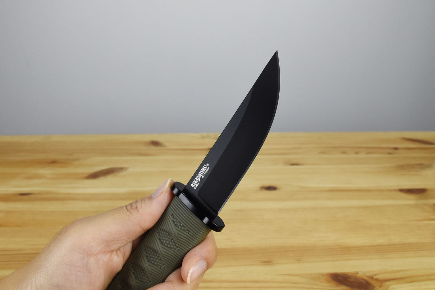 Cold Steel Kyoto II Drop Point Black Fixed Blade (OD Green Handle)