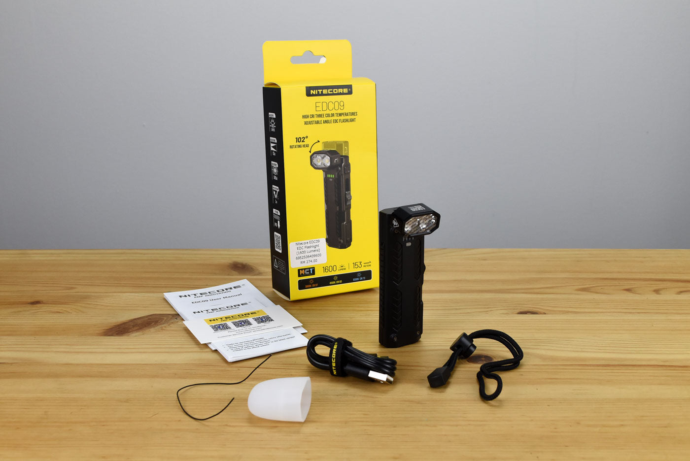 Nitecore EDC09 UHE LED MCT Adjustable Angle EDC Flashlight (1600 Lumens)