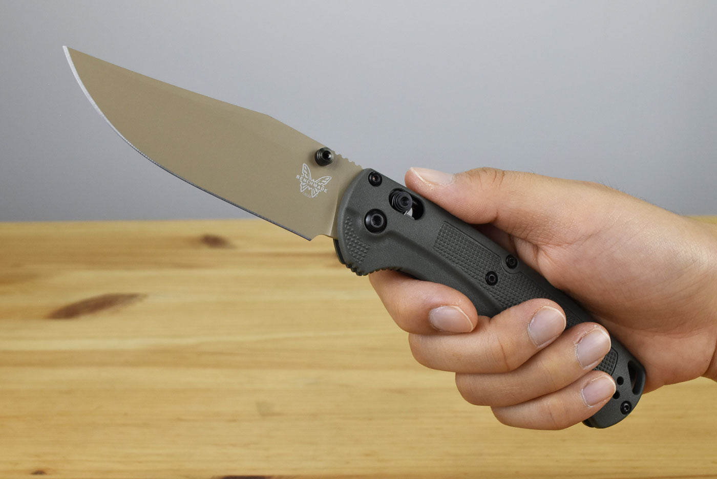 Benchmade 15536TN-02 Taggedout Folding Knife (Deep Olive Grivory Handle)