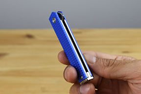 CRKT 7083 CEO Microflipper Folding Knife (Textured Blue Aluminum Handle)