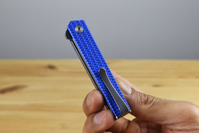 CRKT 7083 CEO Microflipper Folding Knife (Textured Blue Aluminum Handle)