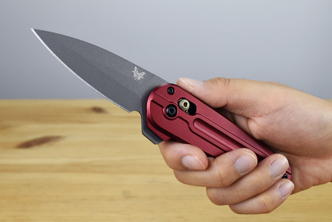 Benchmade 491GY-01 Lowden Folding Knife (Phoenix Red Aluminum Handle)