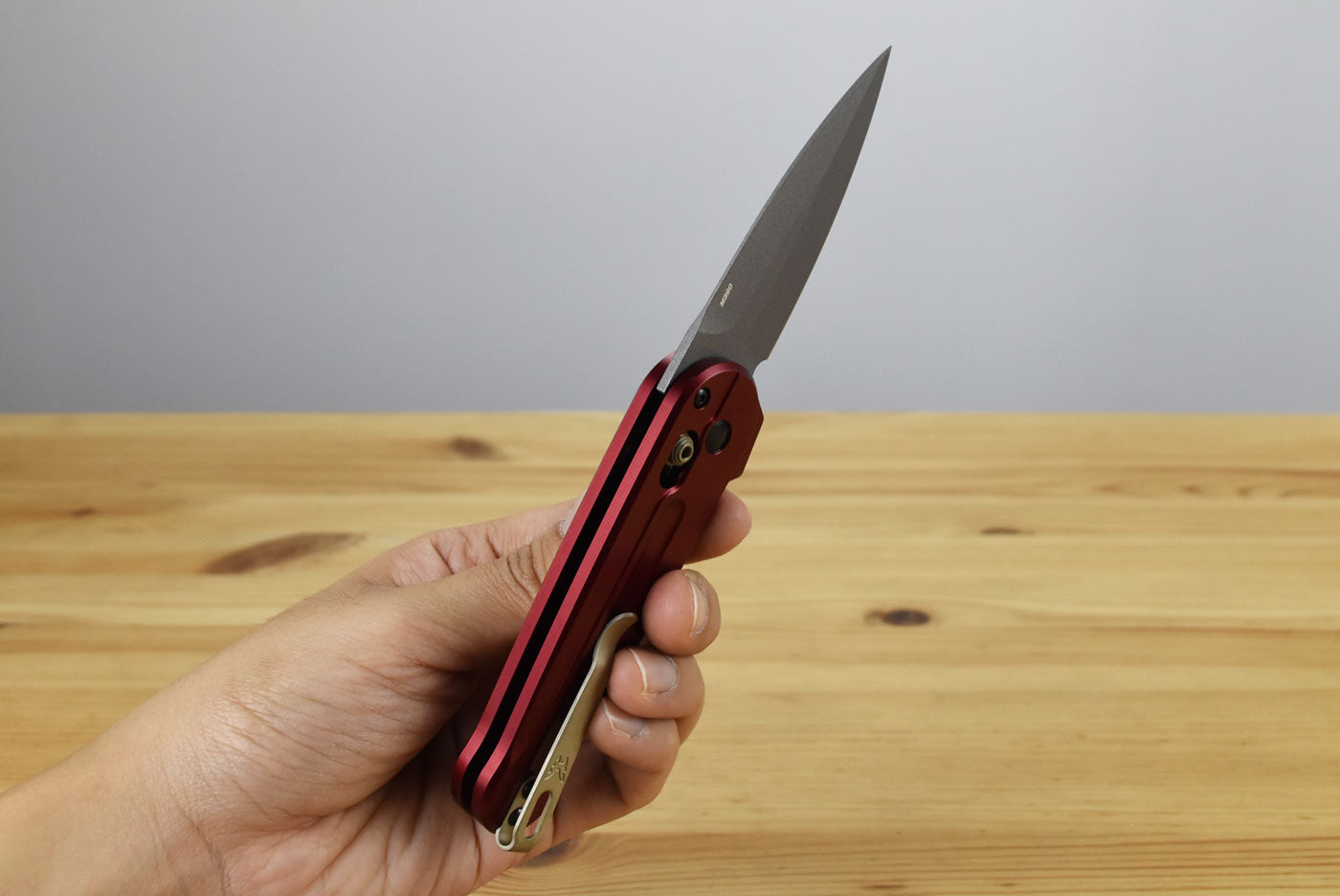 Benchmade 491GY-01 Lowden Folding Knife (Phoenix Red Aluminum Handle)