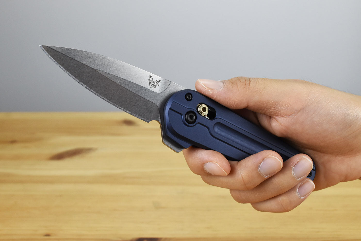 Benchmade 491 Lowden Folding Knife (Crater Blue Aluminum Handle)