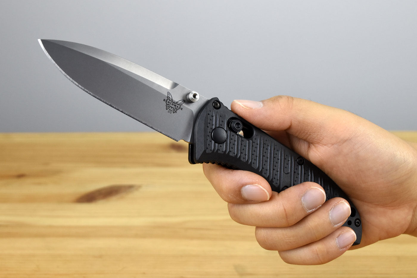 Benchmade 575-1 Mini Presidio II Folding Knife (Milled Black CF-Elite Handle)