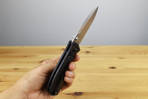 Benchmade 575-1 Mini Presidio II Folding Knife (Milled Black CF-Elite Handle)