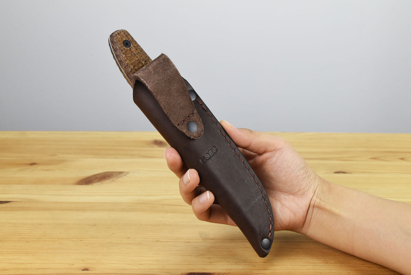 ESEE Belt Knife MagnaCut Fixed Blade (Scalloped Brown Burlap Micarta Handle)