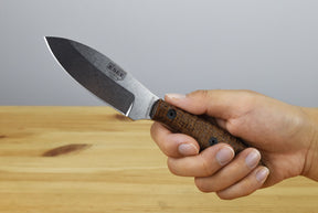ESEE Belt Knife MagnaCut Fixed Blade (Scalloped Brown Burlap Micarta Handle)