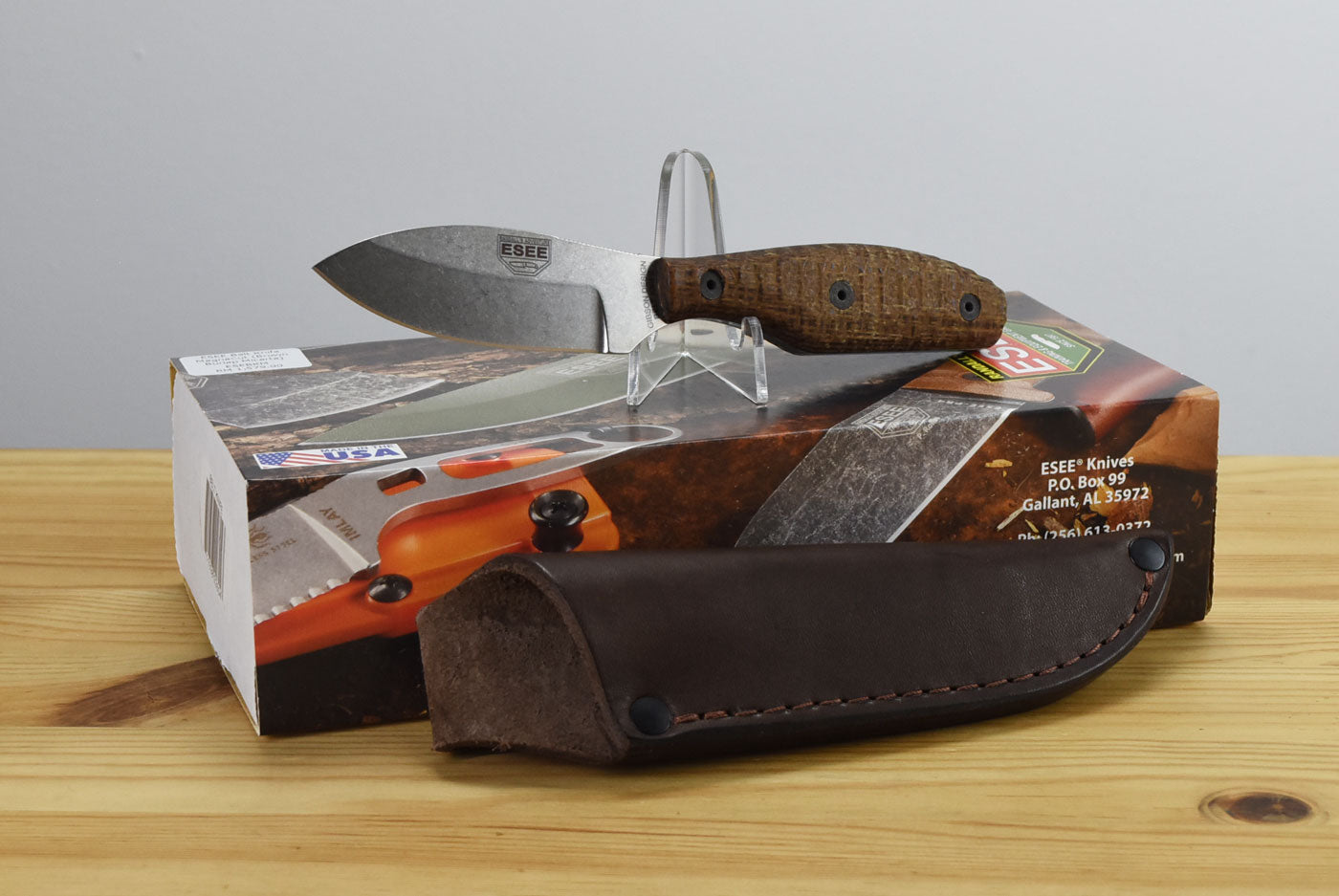 ESEE Belt Knife MagnaCut Fixed Blade (Scalloped Brown Burlap Micarta Handle)