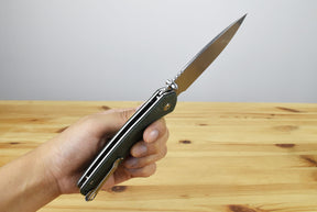 CJRB Pyrite Large (Green Micarta) Folding Knife