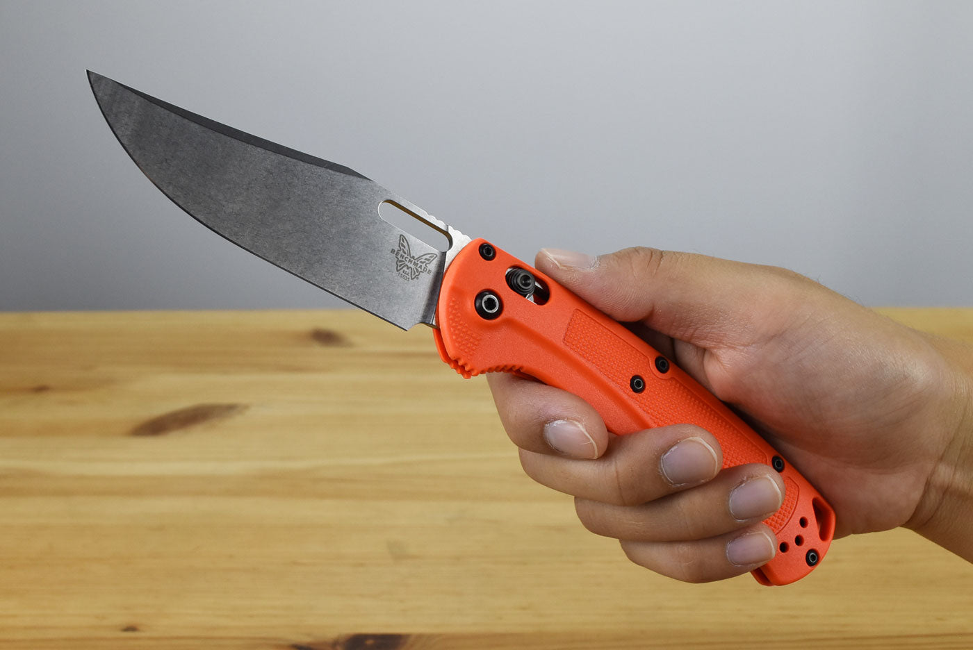 Benchmade 15535 Taggedout Folding Knife (Orange Grivory Handle)