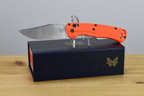 Benchmade 15535 Taggedout Folding Knife (Orange Grivory Handle)