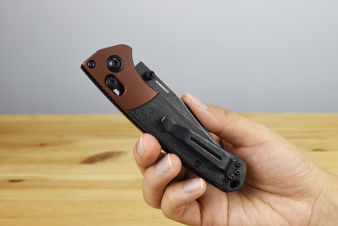 Benchmade 15085BK-04 Mini Crooked River Folding Knife (Black Canvas Micarta Handle)
