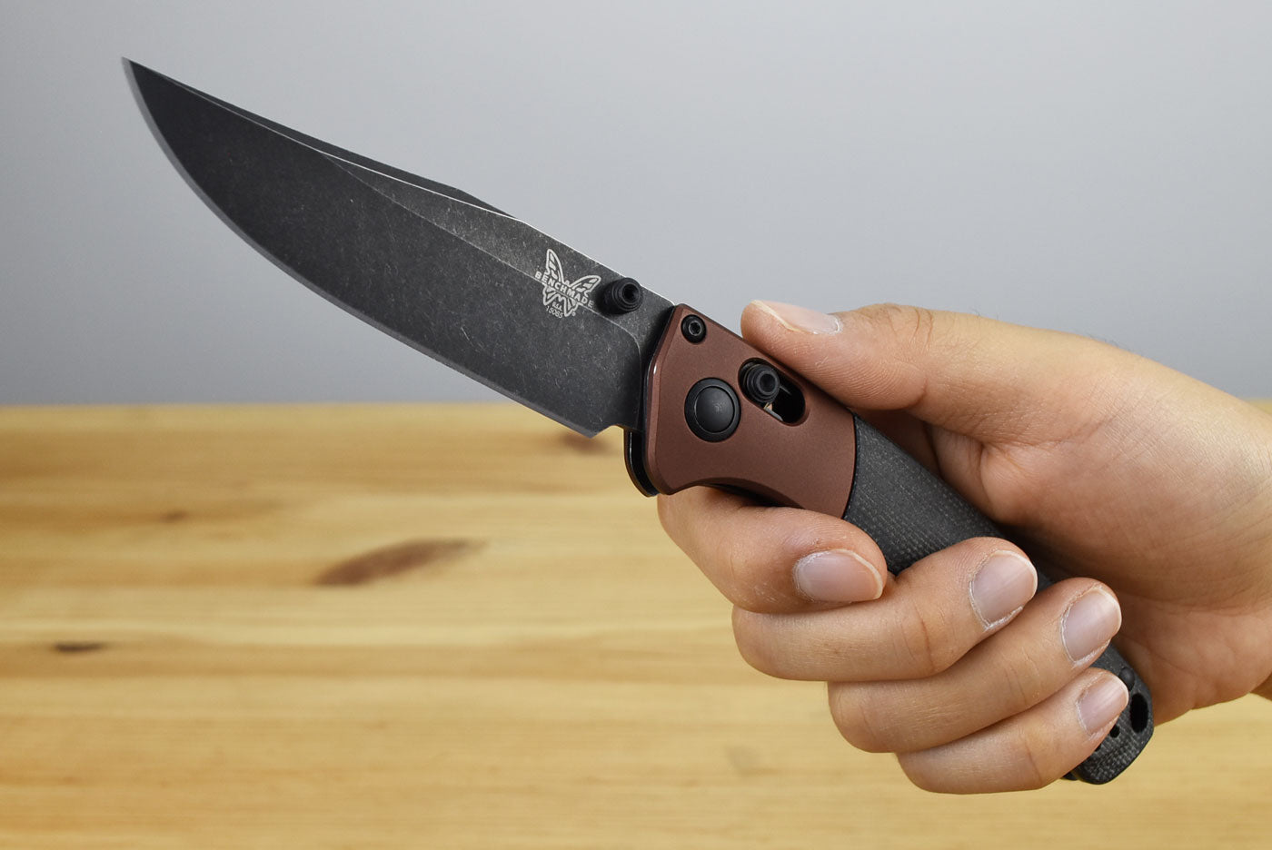 Benchmade 15085BK-04 Mini Crooked River Folding Knife (Black Canvas Micarta Handle)