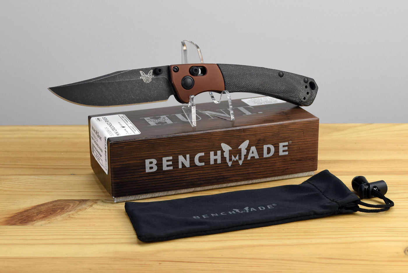 Benchmade 15085BK-04 Mini Crooked River Folding Knife (Black Canvas Micarta Handle)