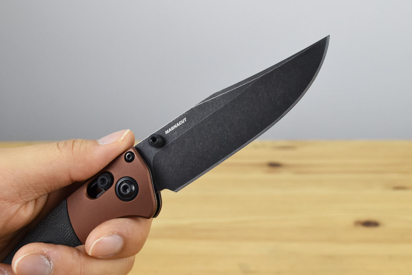 Benchmade 15085BK-04 Mini Crooked River Folding Knife (Black Canvas Micarta Handle)