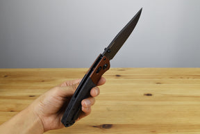 Benchmade 15080BK-04 Crooked River Folding Knife (Black Canvas Micarta Handle)