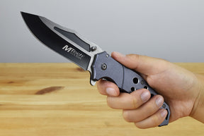 MTech MTA951 Linerlock Assisted Folding Blade (Gray Handle)