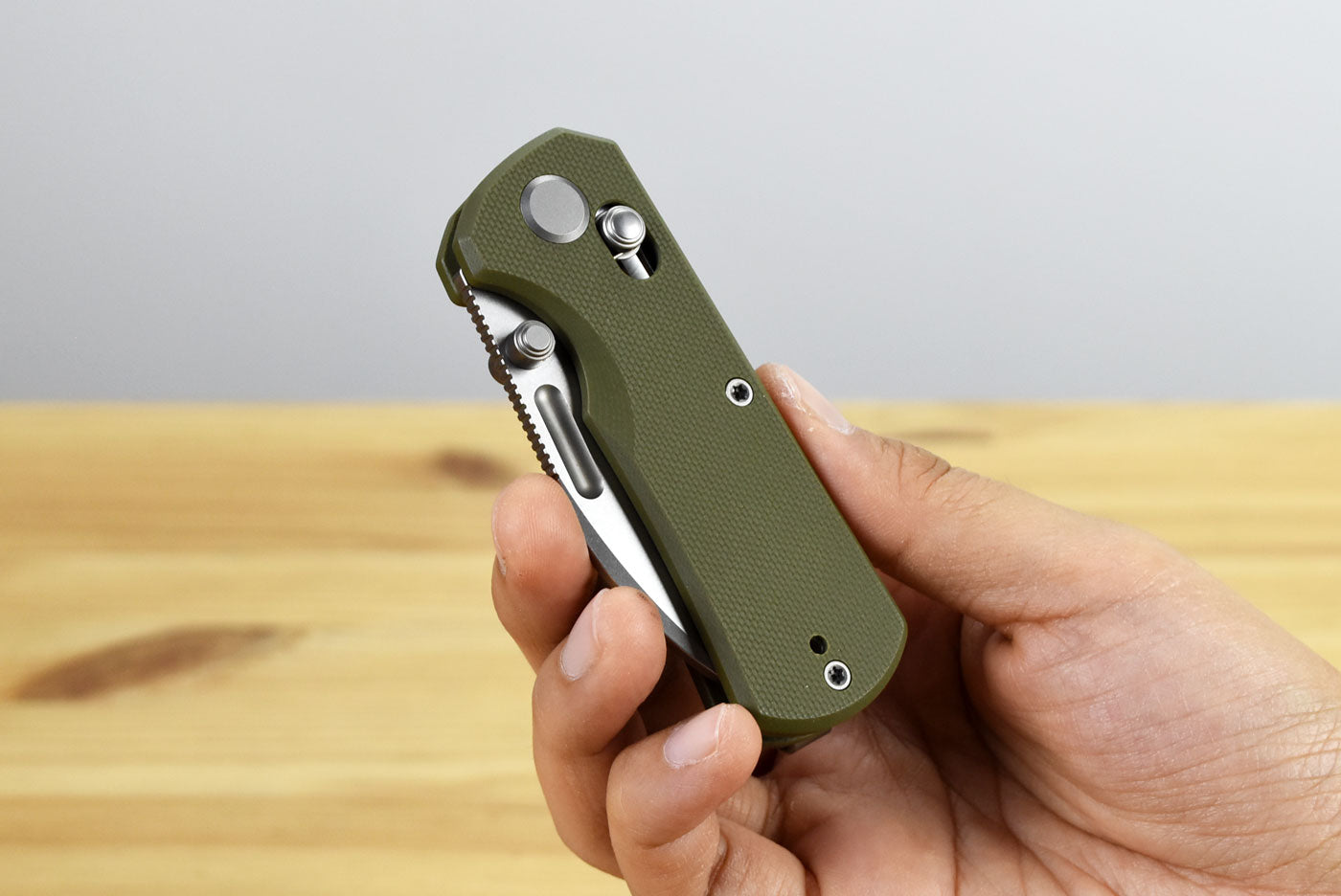 GEO Knife Belluf Crossbar Lock M390 (Green G10 Handle)