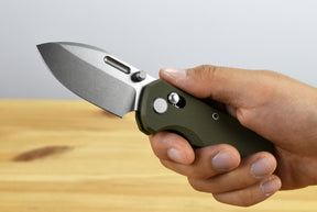 GEO Knife Belluf Crossbar Lock M390 (Green G10 Handle)