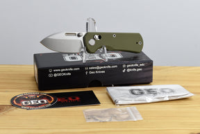 GEO Knife Belluf Crossbar Lock M390 (Green G10 Handle)
