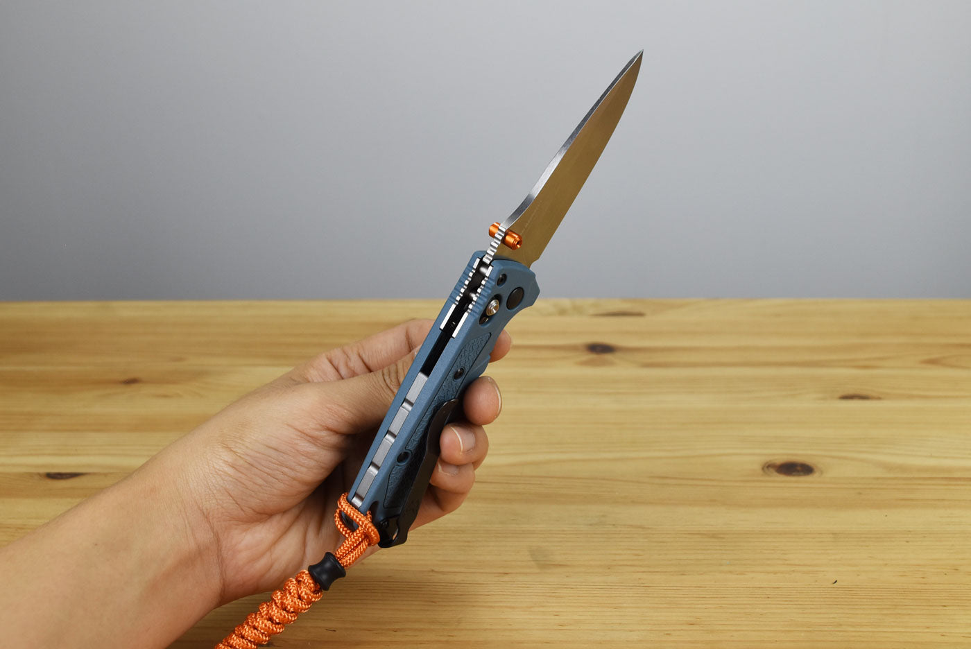Benchmade 18065 Water Mini Adira Folding Knife (Depth Blue Grivory Handle)