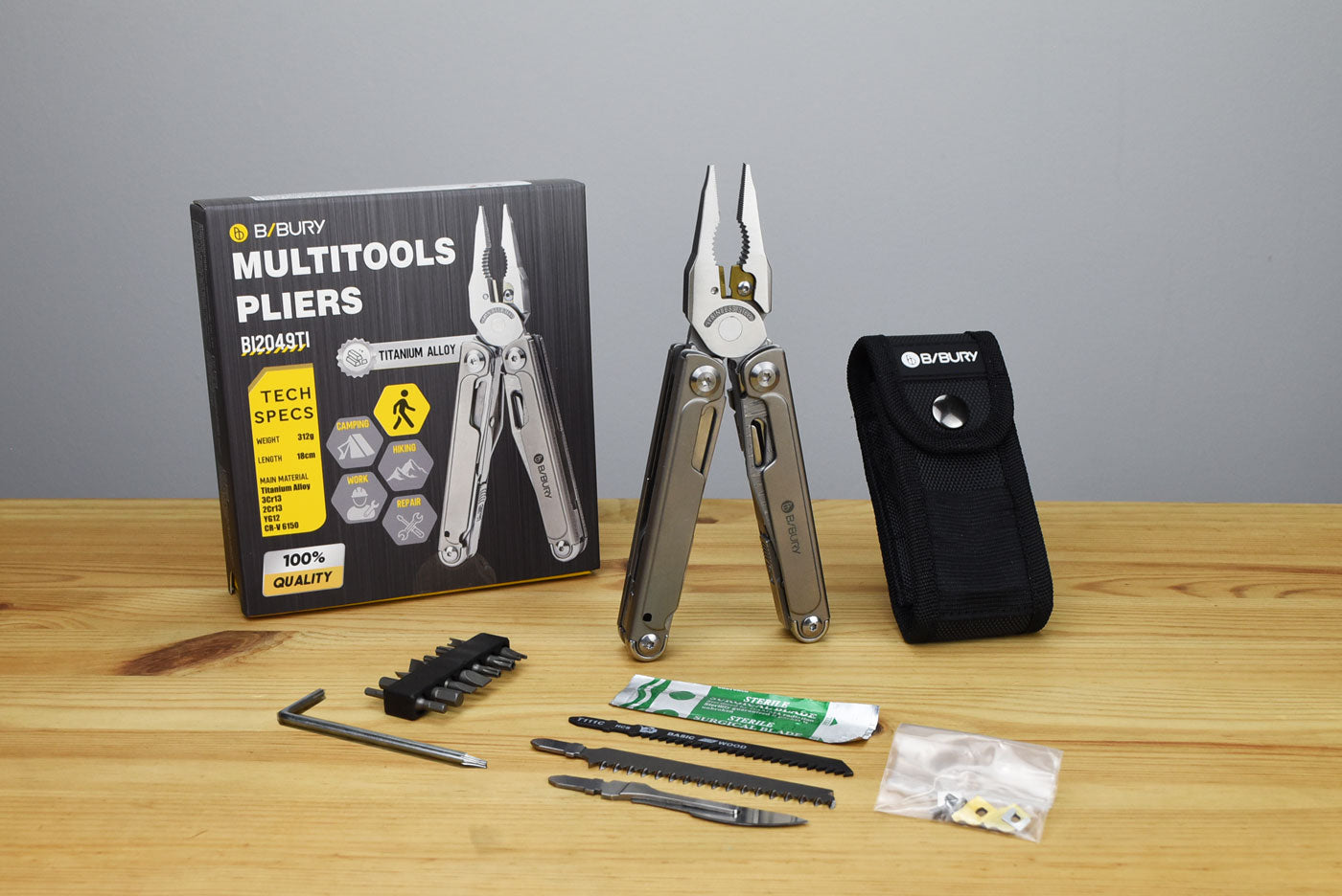 Bibury Plier Multitool Pro V2 Titanium (21-in-1)