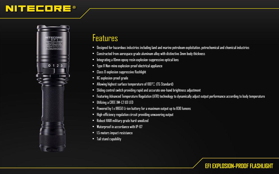 Nitecore EF1 Explosion-Proof Flashlight (830 Lumens)