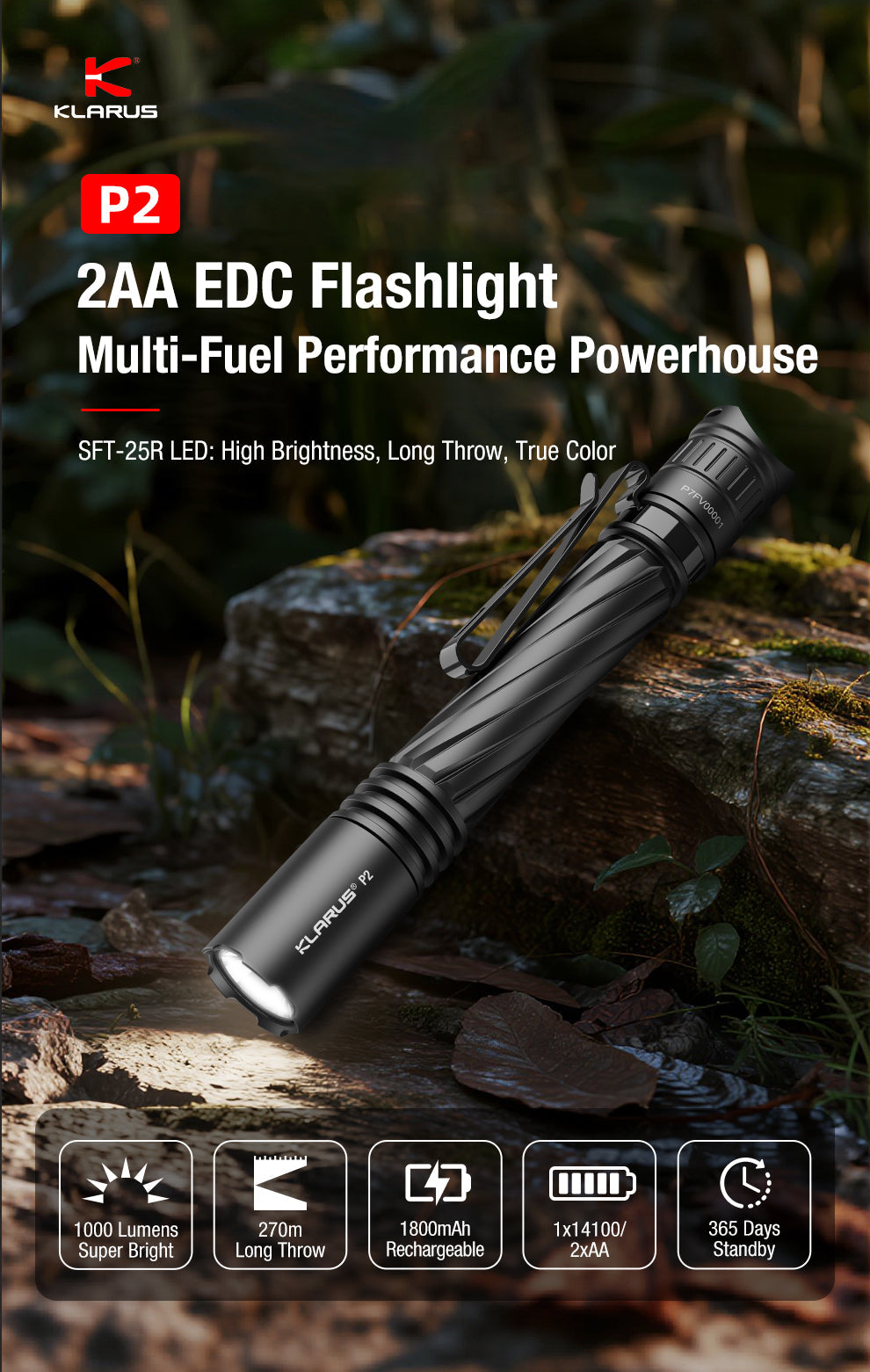 Klarus P2 EDC Penlight Flashlight