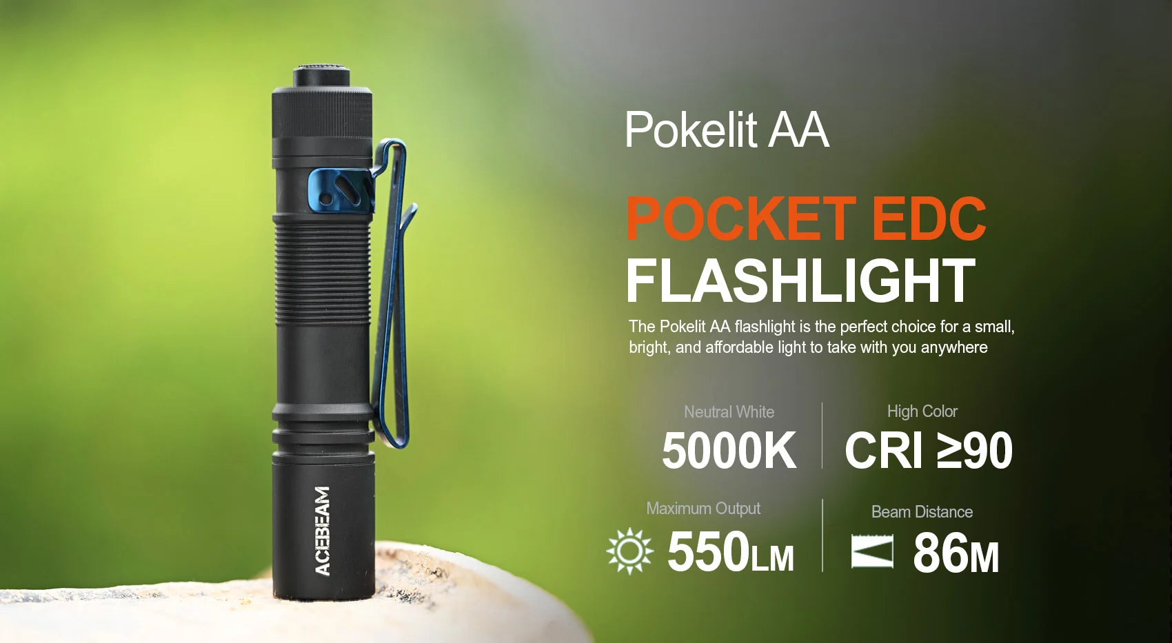 Acebeam Pokelit AA OD Green Flashlight (550 Lumens)