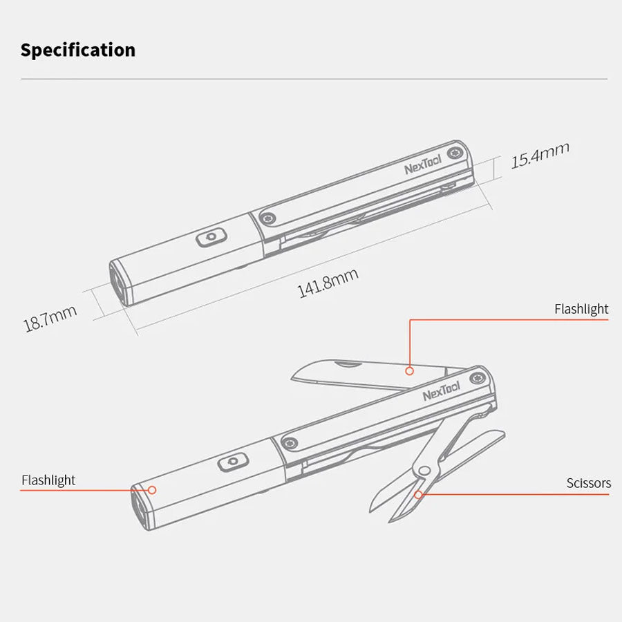 NexTool NE20026 3-In-1 Pen-Shaped Flashlight N1 Multitool