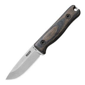 Reiff Knives F3 EDC Fixed Blade (Green and Black Canvas Micarta Handle)