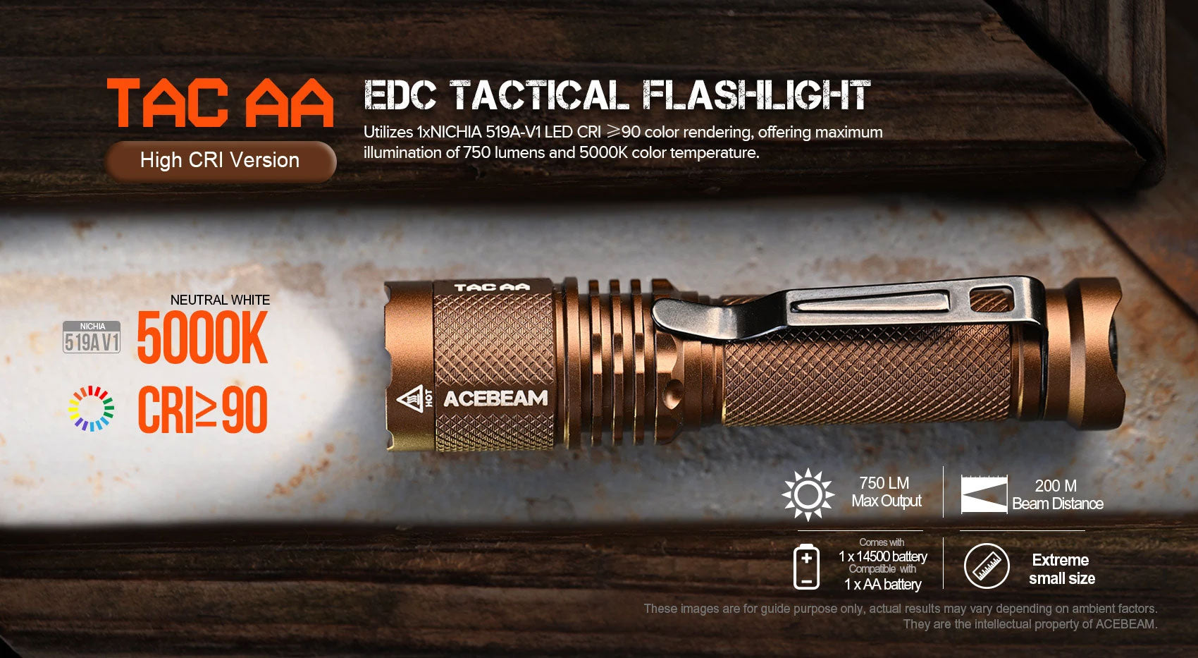 Acebeam TAC AA Flashlight (750 Lumens) (2 Versions)