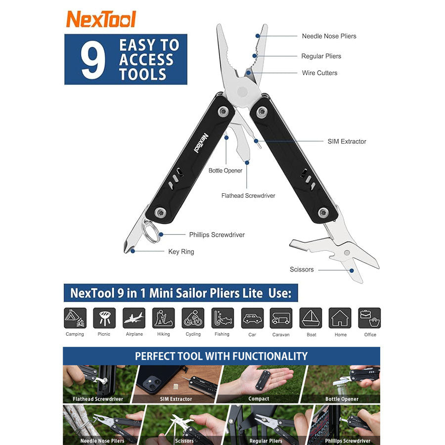 NexTool NE20314 9-In-1 Mini Sailor Pliers Lite Multitool