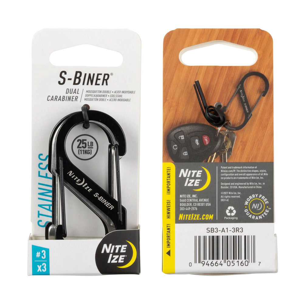 Nite Ize S-Biner Stainless Steel Dual #3 Carabiner (3 Pack)