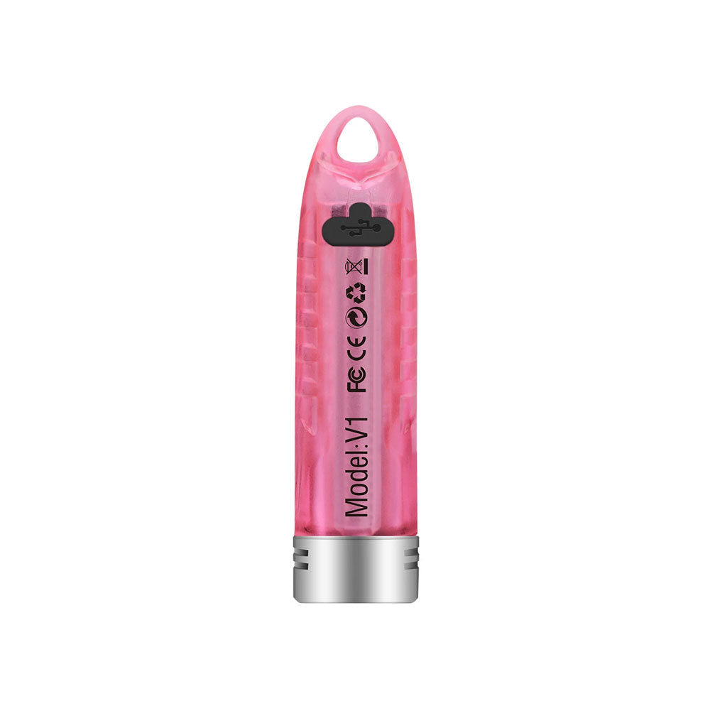 Boruit V1 Keychain Rechargeable Flashlight (400 Lumens) (Pink)